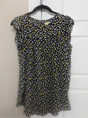 LOFT Navy Flutter Sleeve Blouse